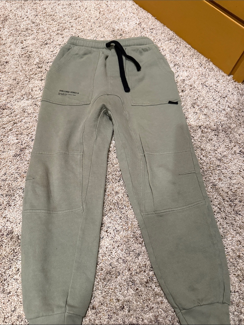 Zara Olive Green Kids Jogger Pants with Black Drawstring